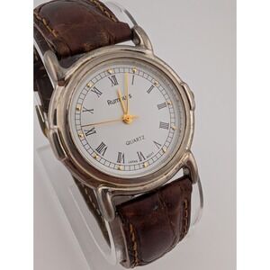 Rumours Watch Women 33mm Silver Case Brown Leather Band- New Battery